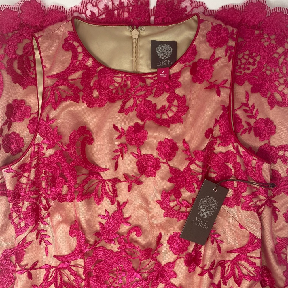 Vince Camuto Lace Bodycon Dress Sleeveless Pink 2